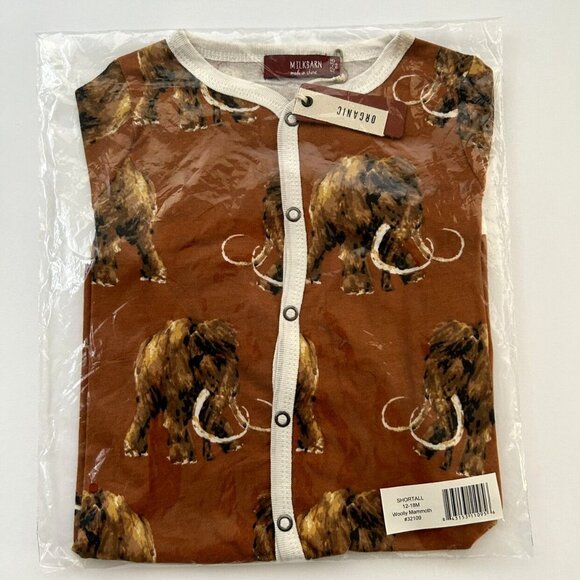 NWT Milkbarn Woolly Mammoth Organic Cotton Shortall Unisex Size 12-18 Months - Picture 7 of 7